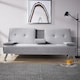 image 6 of Double Sofa Bed Folding Chair Armrests Grey Crushed Velvet Metal Legs Couch