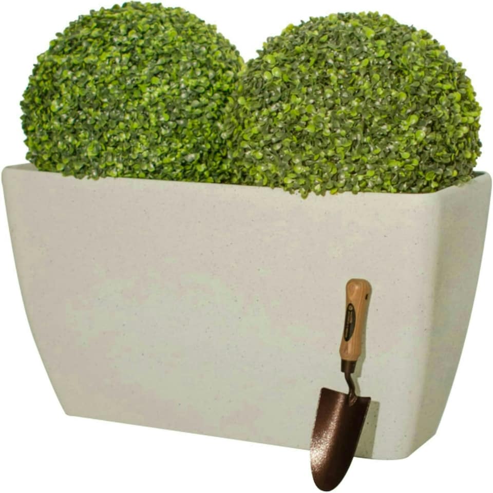 image 1 of Primrose Stone Effect Resin Planter Indoor Outdoor Rectangular in White 59cm