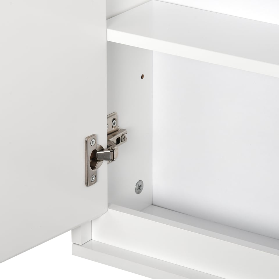 image 1 of HOMCOM Bathroom Mirror Cabinet Wall Mounted Storage Shelf Bathroom Cupboard Double Door, White