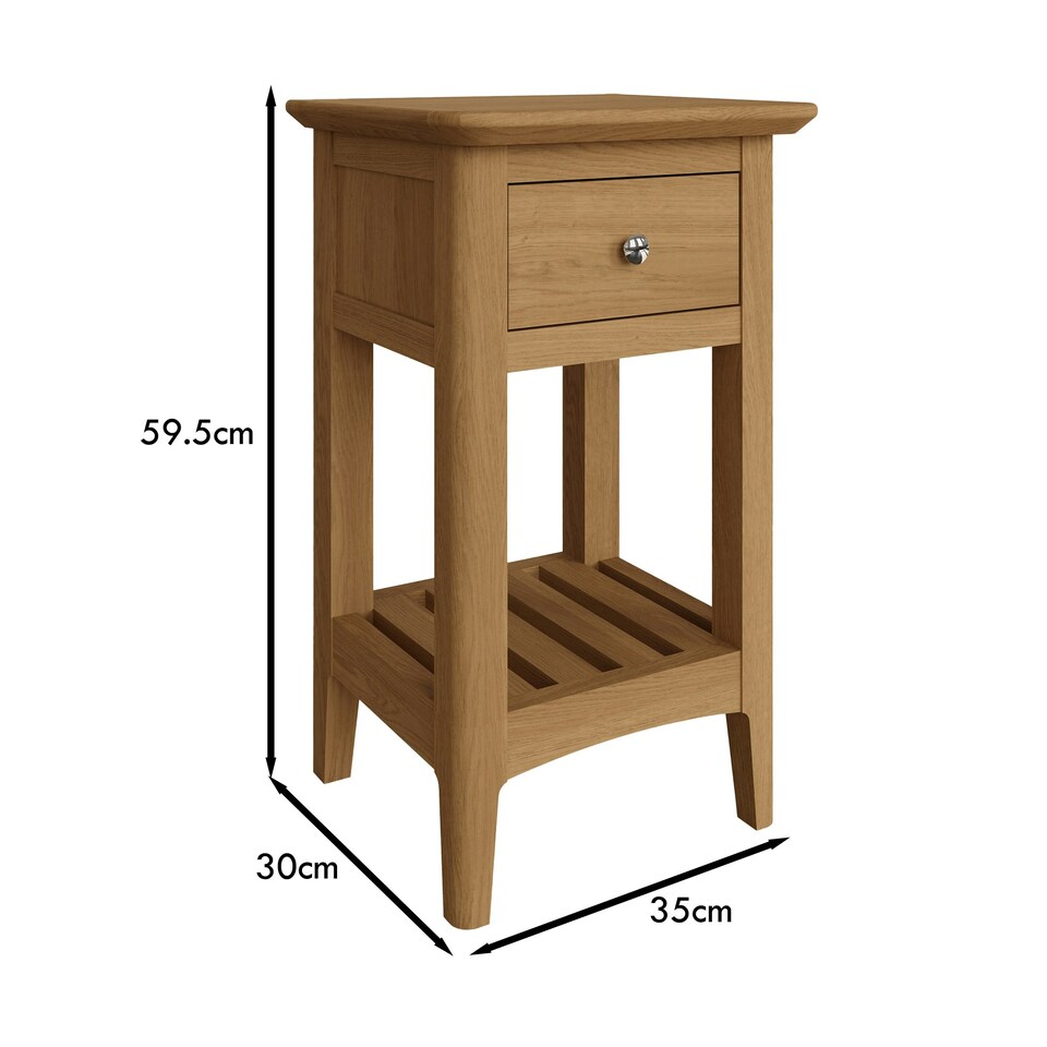 image 1 of Newark Ash 1 Drawer Slim Bedside
