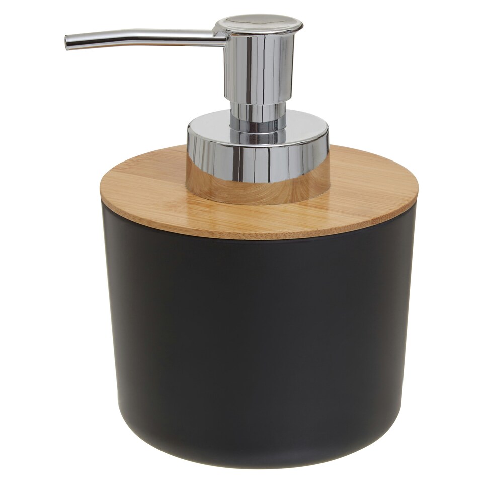 image 1 of Interiors by Premier 300 ml Black Lotion Dispenser, Sustainable Bamboo Fibre Hand Lotion Pump, Modern Design Soap Dispenser