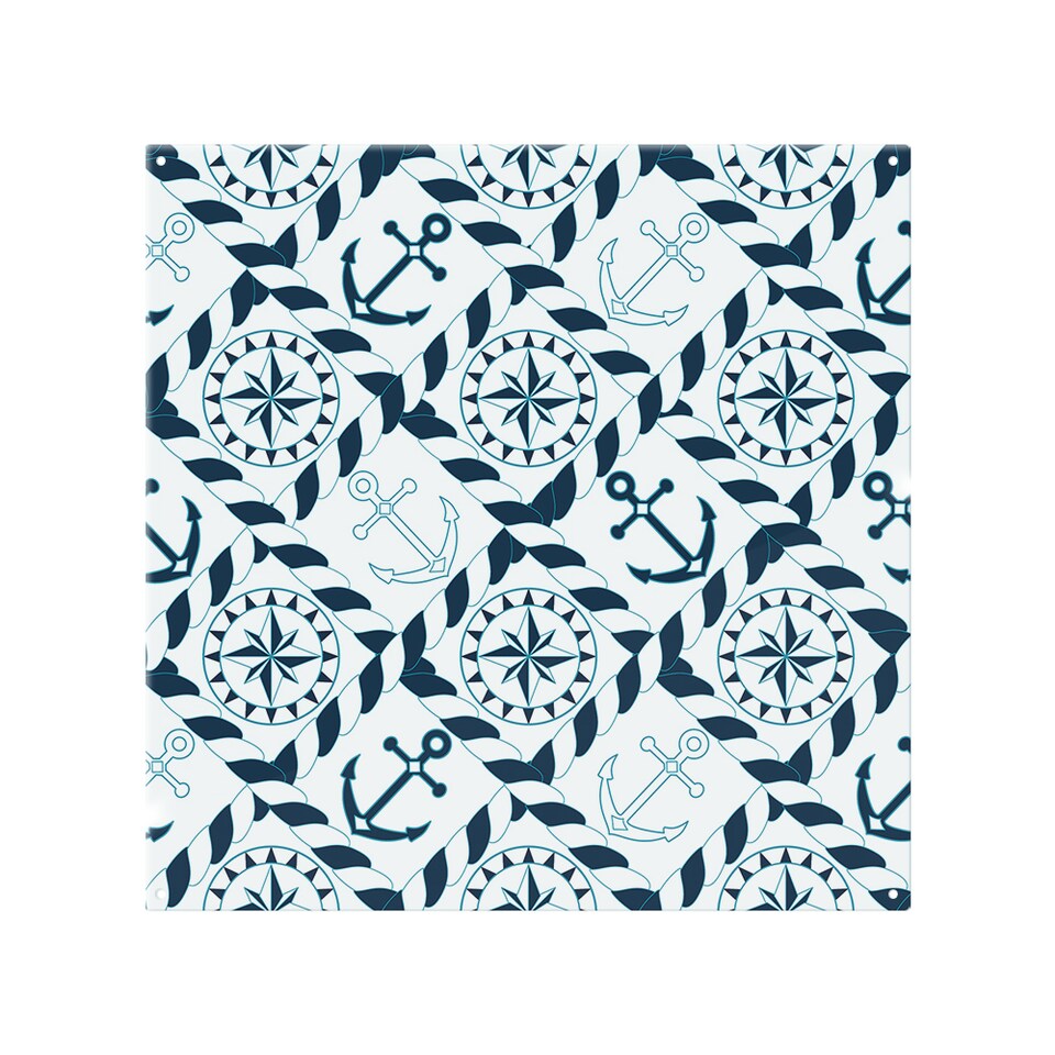 image 1 of Blue Nautical Elements Splash Back | White