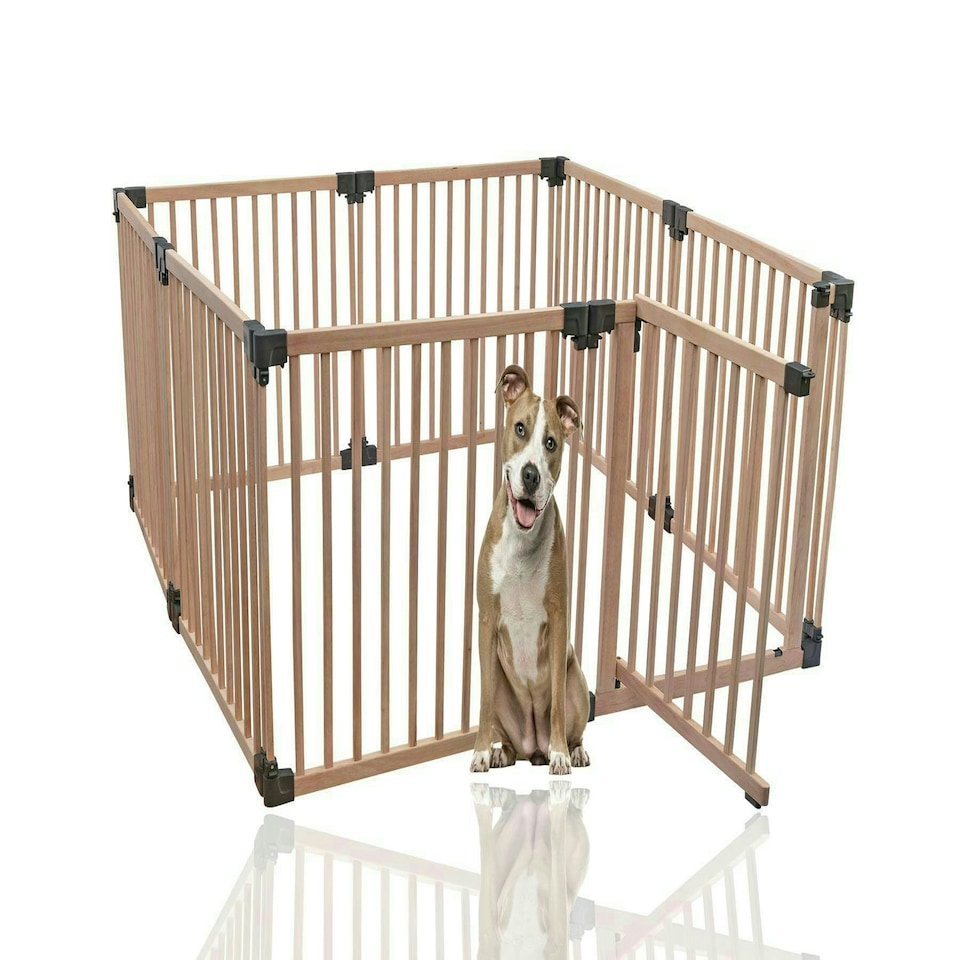 image 1 of Bettacare Wooden Dog Pen, 160cm x 160cm, Natural Wood, 76cm High, Dog Pen for Pets Dogs and Puppy, Dog Playpen Cream