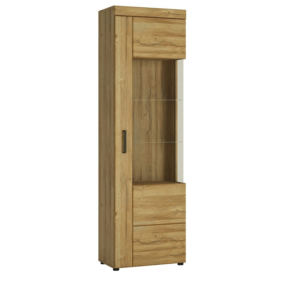 image 1 of Cortina Tall Glazed Display Cabinet (RH) in Grandson Oak