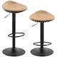 image 1 of HOMCOM Set of 2 Breakfast Barstools, PU Leather Swivel Bar Stools, Oak | Brown | Oak | 40 x 40 x 63-84 cm