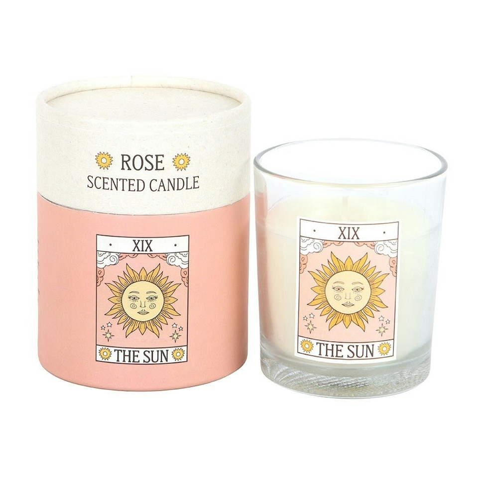 image 1 of The Sun Vintage Tarot Rose Jar Candle White