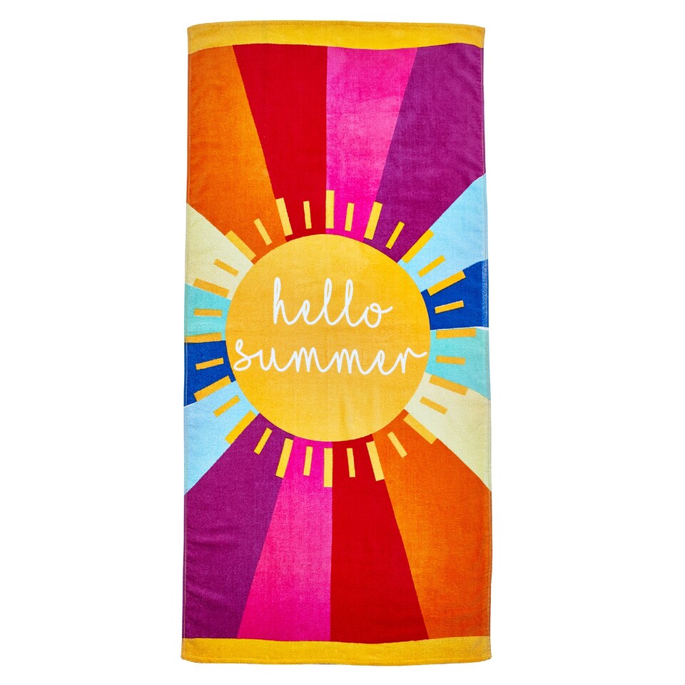 image 1 of Catherine Lansfield Hello Summer Cotton Beach Towel | Multi | One size