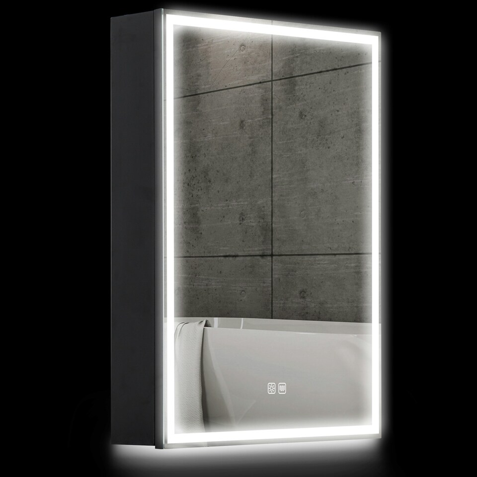 image 1 of HOMCOM Bathroom Cabinet with Mirror, LED Lights and Demister Pad Black
