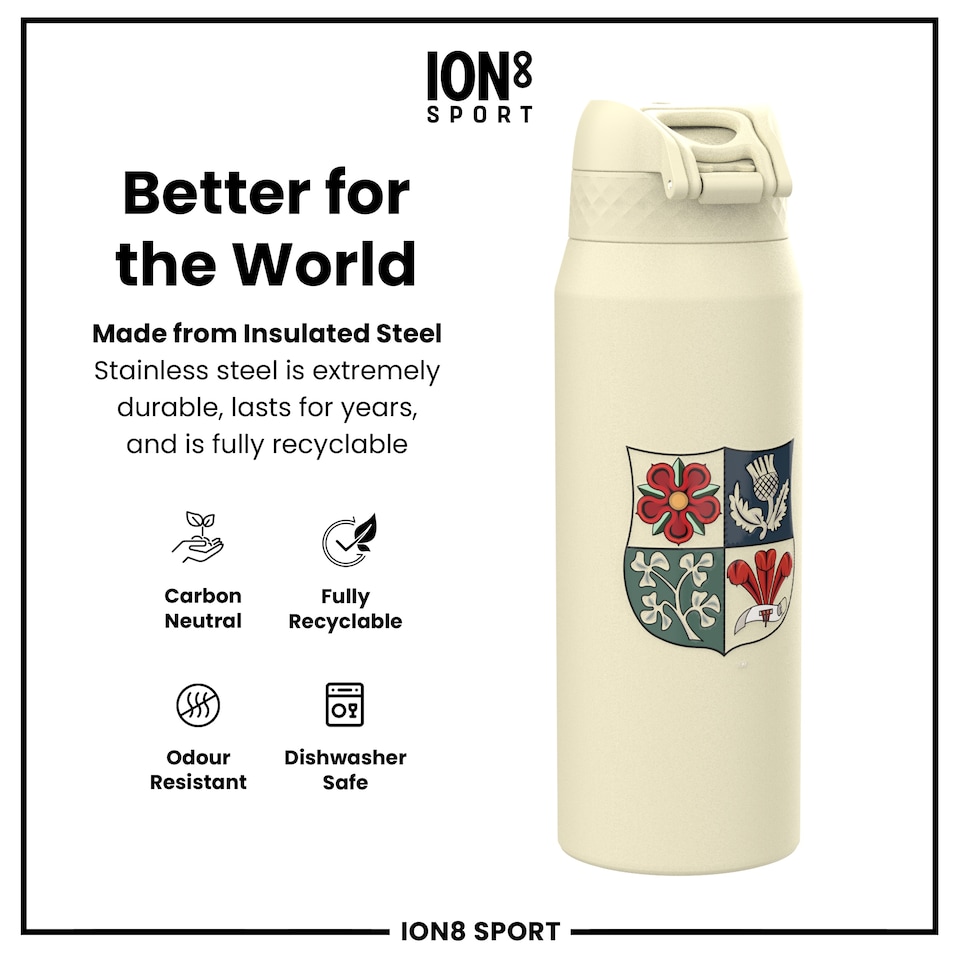 image 1 of BIL Rugby x Sports Leak Proof Water Bottle, Vacuum Insulated, 750ml (24oz) | Cream | BIL Crest | One Size