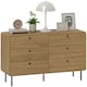 image 1 of HOMCOM Bedroom Chest of Drawers, Modern 6 Drawer Dresser with Rounded Corners and Steel Legs for Living Room, Hallway, Entryway, Oak