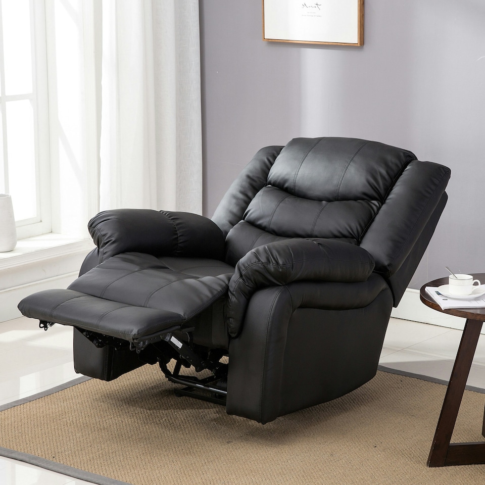 image 1 of Chester Electric Bonded Leather Automatic Recliner Heat & Massage Chair (Black)
