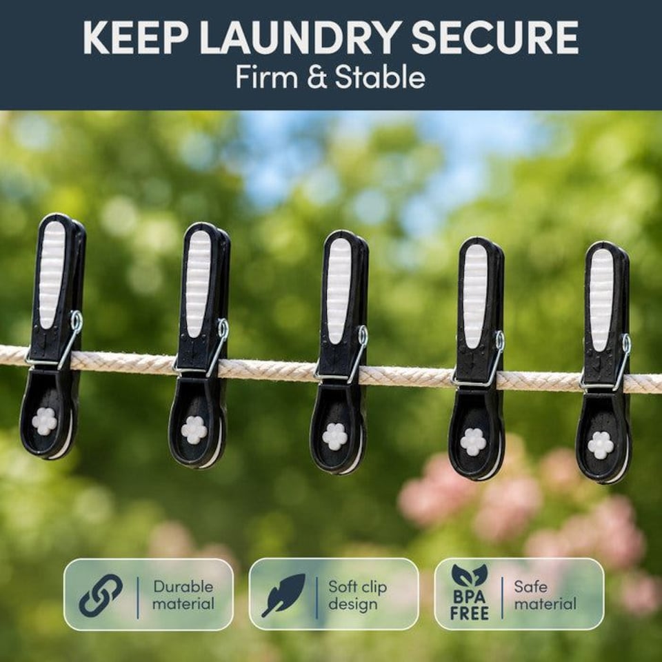 image 1 of Keplin UV Resistant Plastic Clothes Pegs with Metal Spring for Washing Line