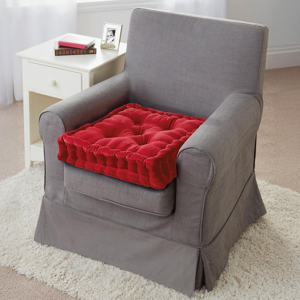 image 1 of Coopers Of Stortford Booster Cushion Cotton Velvet Chair Seat Riser Support
