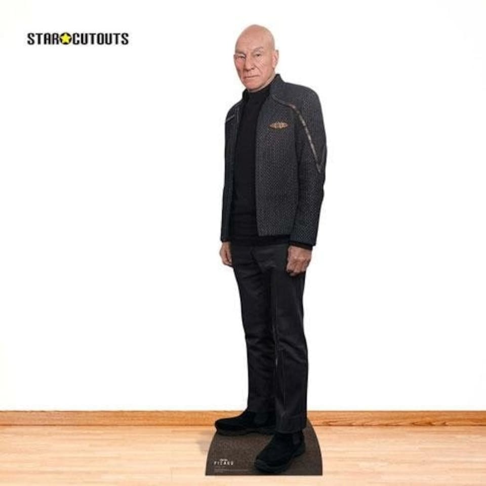 image 1 of Captain Jean Luc Picard Black Outfit Star Trek: Picard Patrick Stewart Lifesize Cardboard Cutout 179cm