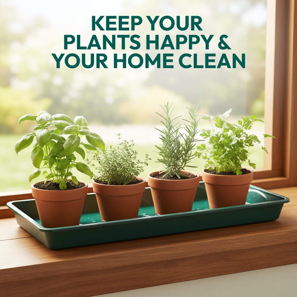 image 1 of 55cm Windowsill Plant Tray Plastic Drip Tray for Indoor Outdoor Plant Pots Pack of 10