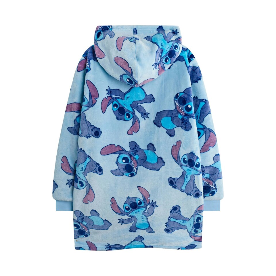 image 1 of Lilo & Stitch Girls Full Zip Hoodie Blanket - Blue - One Size