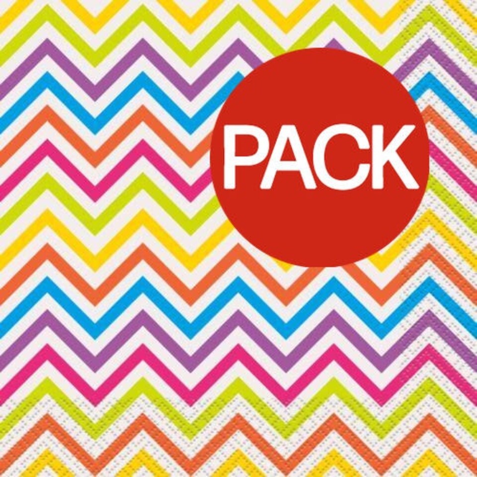 Unique Party Rainbow Paper Chevron Disposable Napkins (Pack of 16) - Multicoloured - One Size