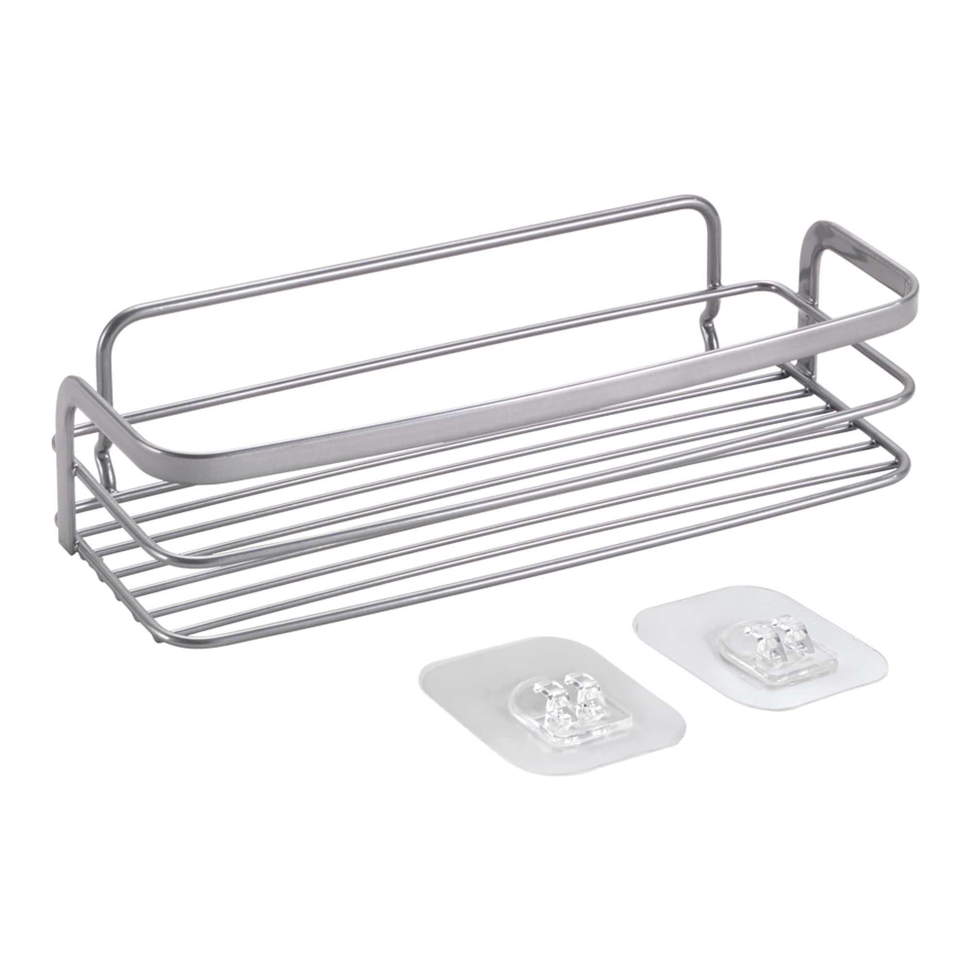 Metaltex Origin Luxy 1-Tier Rectangular Bathroom Shelf in Silver