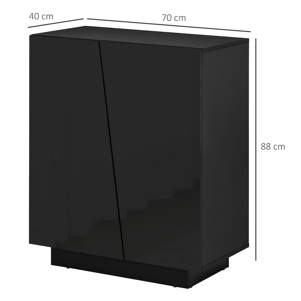 image 1 of HOMCOM High Gloss Storage Cabinet for Bedroom Living Room Dining Room Black