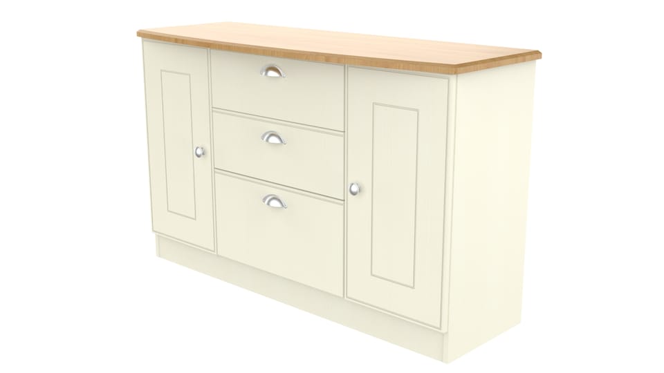 image 1 of Albert 2 Door 3 Drawer Sideboard in Cream Ash & Riviera Oak (Ready Assembled) | Cream | Cream Ash & Riviera Oak