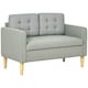 image 1 of HOMCOM Compact Loveseat Sofa 2 Seater Sofa with Wood Legs, Light Grey