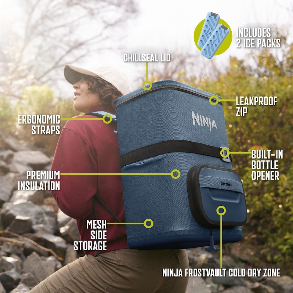image 1 of Ninja Outdoor FrostVault Go 23L 36-Can Backpack Soft Cooler FF136EUUKNV Navy