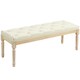 image 1 of HOMCOM End of Bed Bench Upholstered Foot Stool Linen-Touch Ottoman Cream