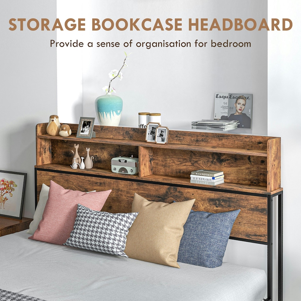 image 1 of HOMCOM 5.2FT King Bed Frame with Storage Headboard and Under Bed Storage
