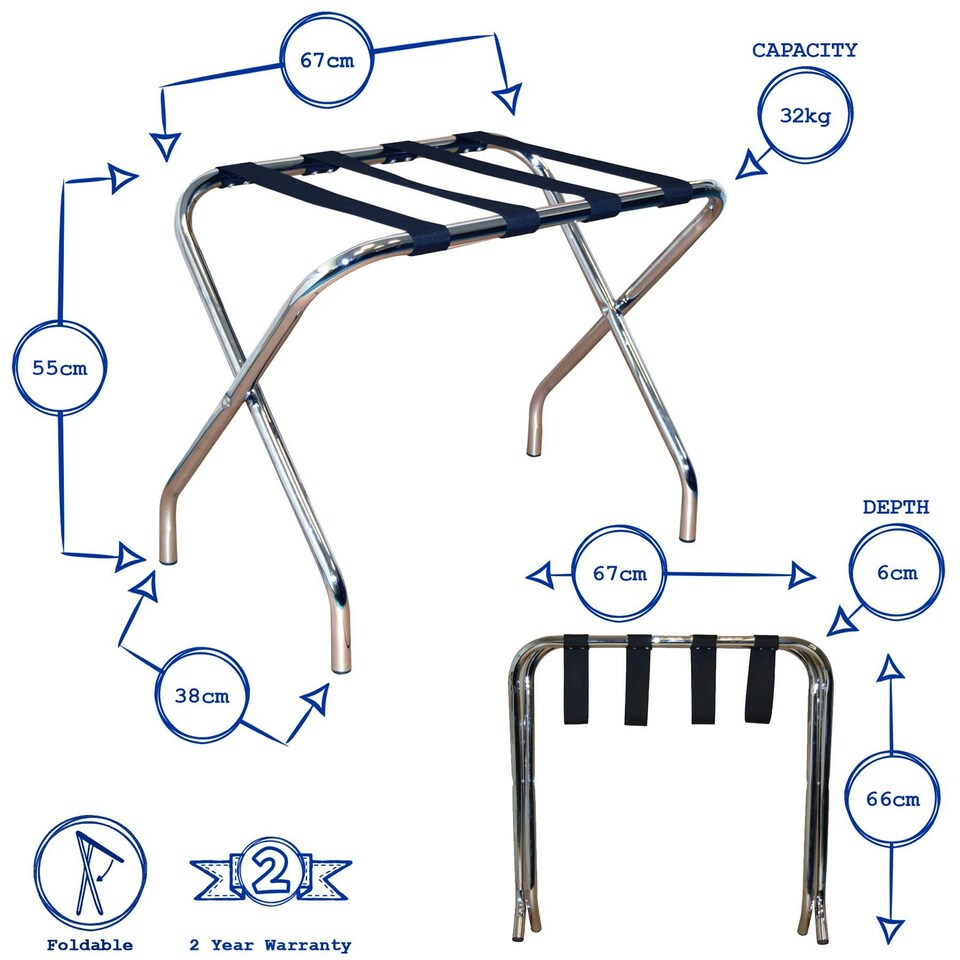 image 1 of Harbour Housewares Folding Metal Luggage Rack - Black Black