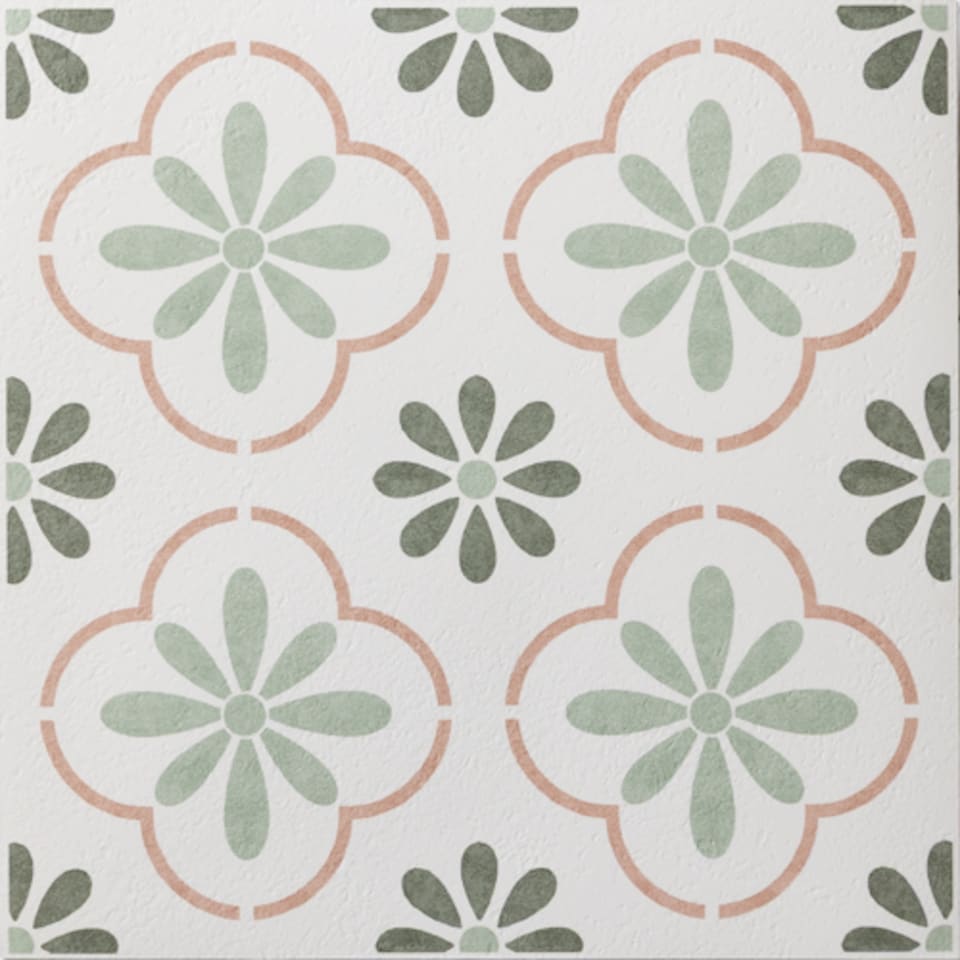 image 1 of d-c-fix Olive Petals 30.48 x 30.48cm Self-adhesive Vinyl Floor Tiles Pack 33 | 3sqm