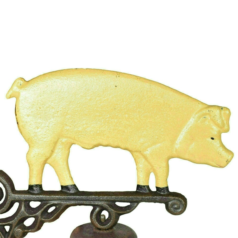 image 1 of Pig Bell Farm Cast Iron Sign Plaque Door Wall Fence Gate House Garage Porch