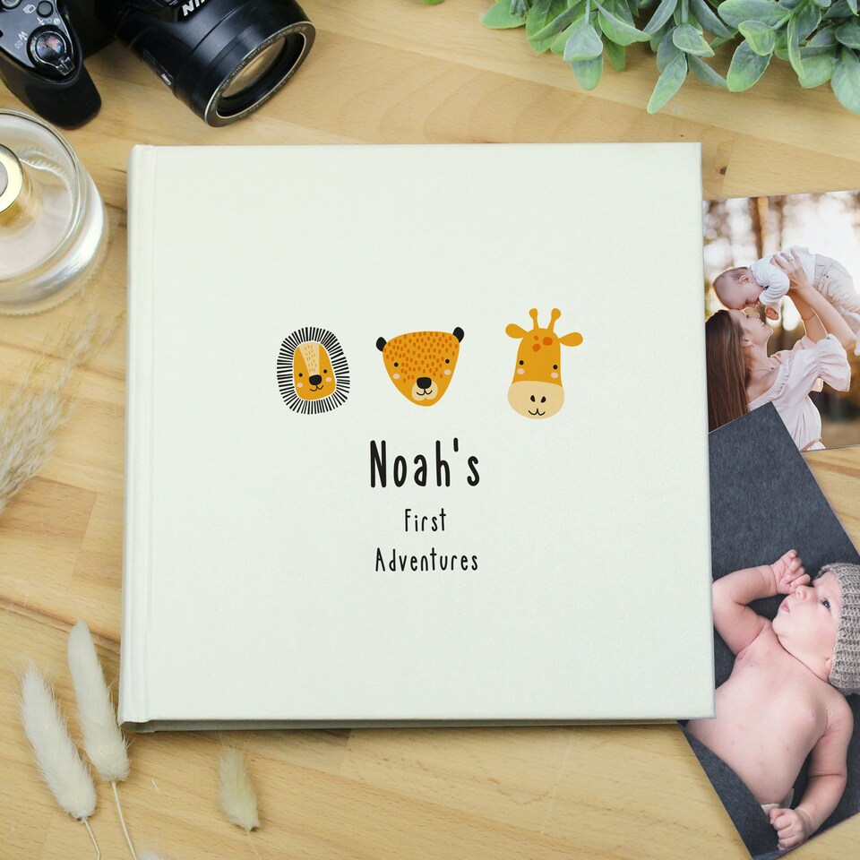 image 1 of Personalised Scandi Safari Animals Square Photo Album