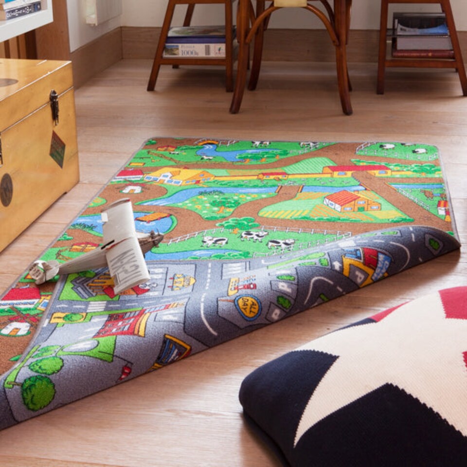image 1 of KUKOON Double Sided Farm Town Kids Rug 80cm x 150cm