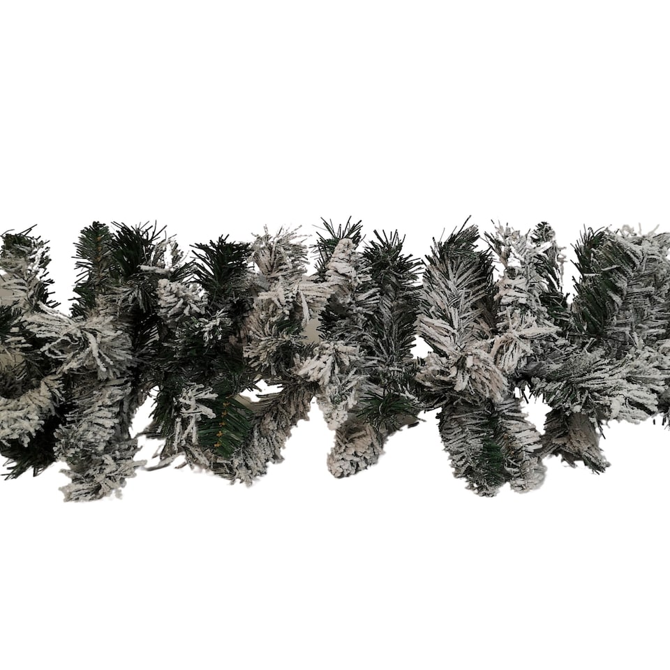 image 1 of 2.7m Green Snow Flocked Christmas Garland with 190 Tips