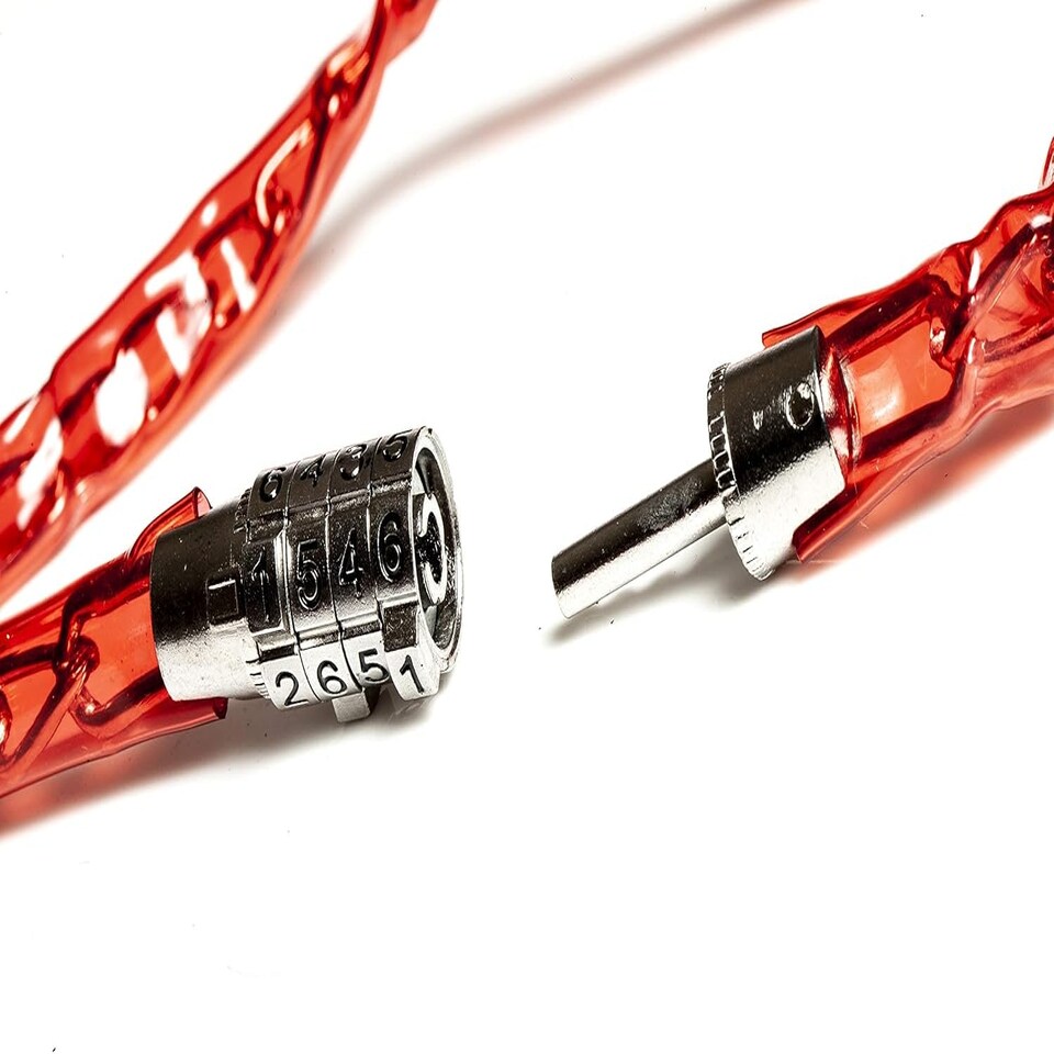 image 1 of AWE Red Bike/Multi Purpose Combination Chain Bike Lock Red