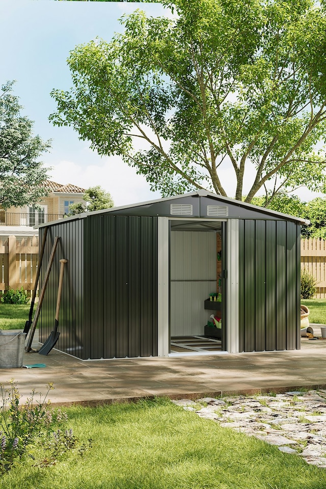 image 1 of Living and Home Large Garden Storage Shed - Black 257 x 205 x 177cm | Black
