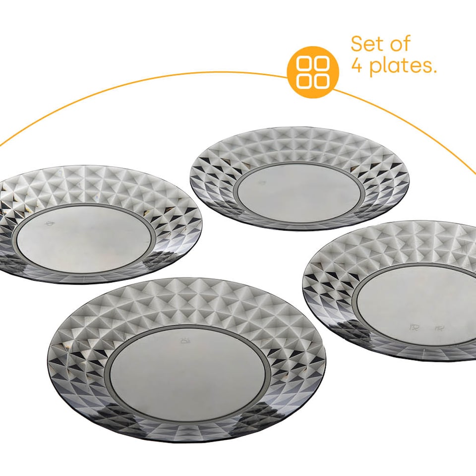 image 1 of Prism Outdoor Dinner Plates Set of 4 Smoke Grey