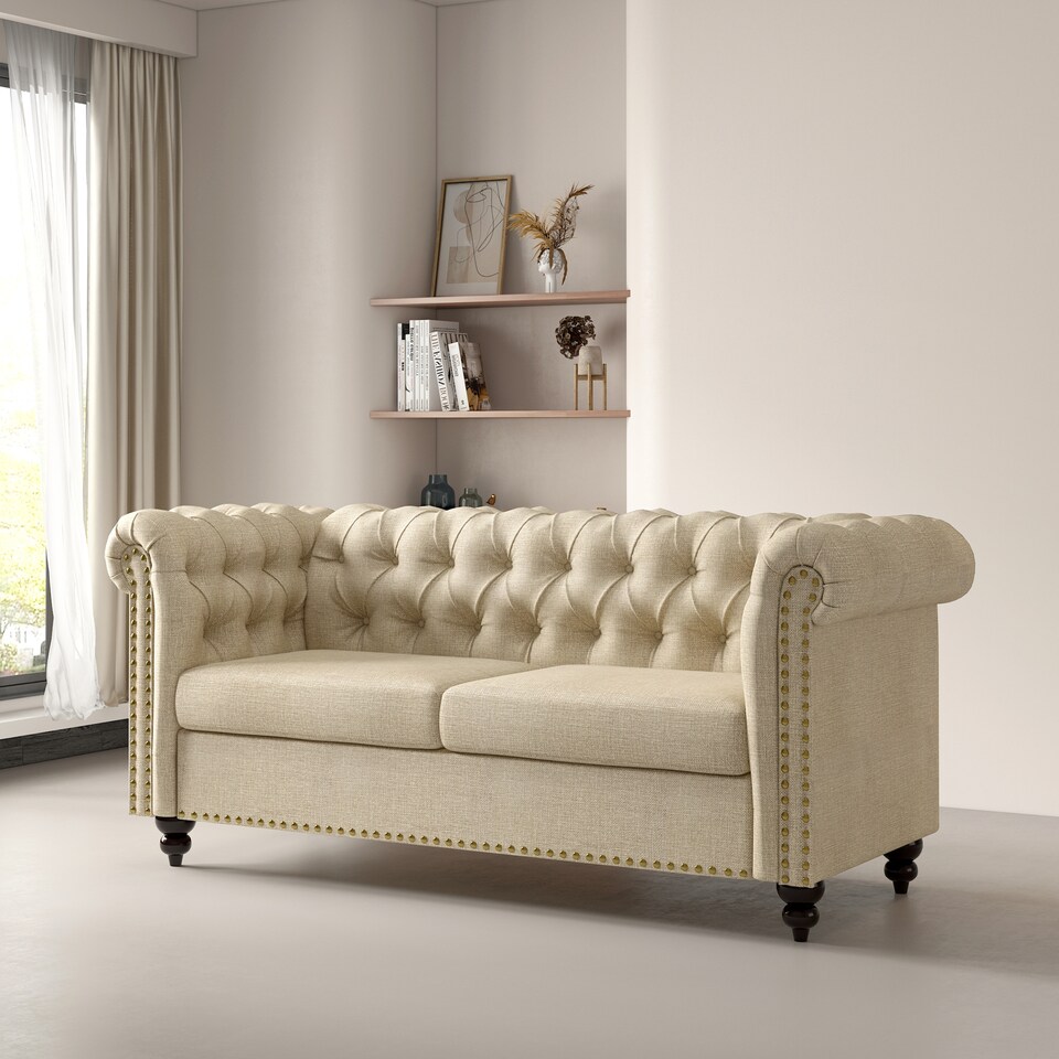 image 1 of Chesterfield Fabric Button back Sofa Settee - Victoria