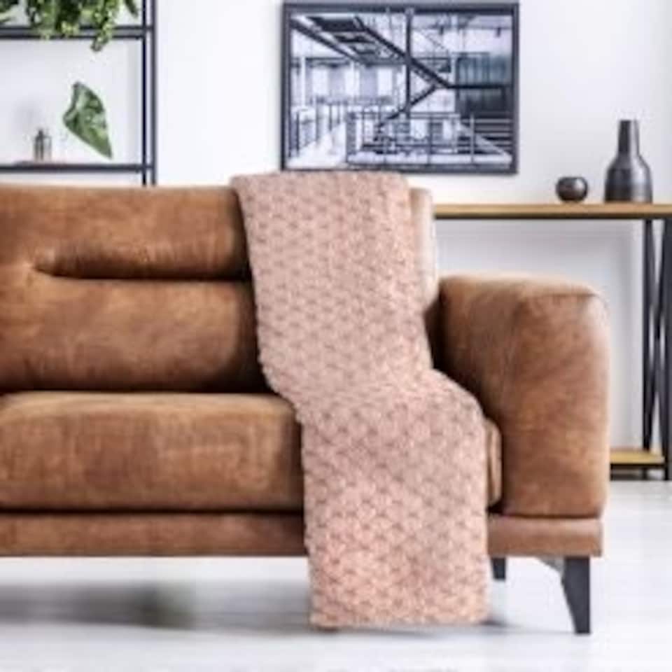 image 1 of Leah Collection Deluxe Throw in Blush Pink (55" x 71") Pink | Pink