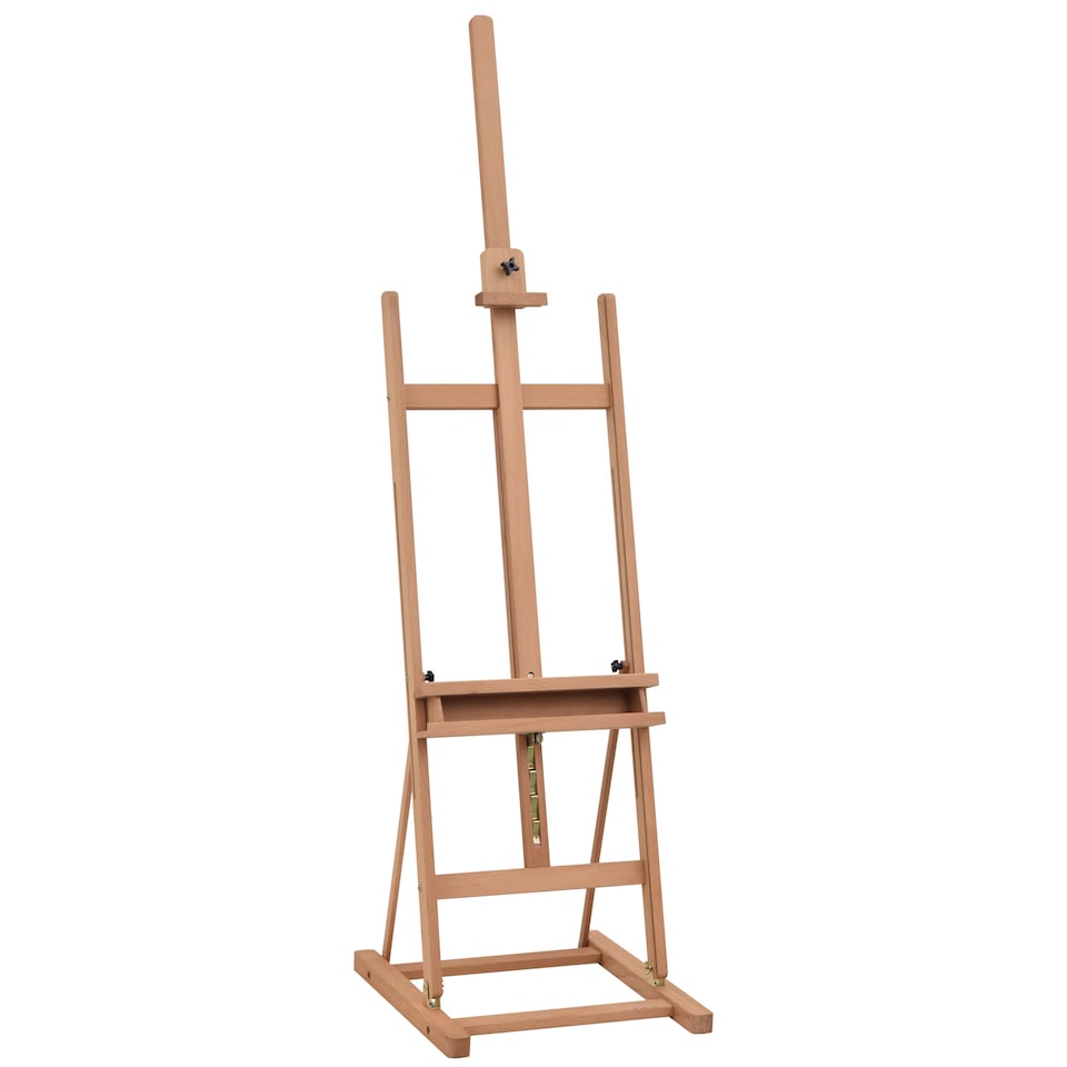 image 1 of Vinsetto Wooden Easel Stand H-Frame Artist Easel with 171-230cm Adjustable Height and 0-80  Working Angles Beech Wood Art Easel for Displaying Painting Wedding Sign Nature Wood Finish