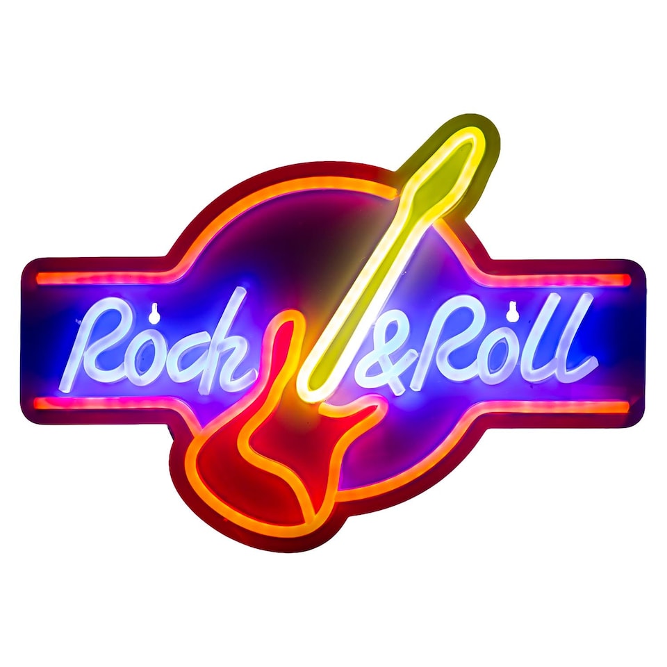 image 1 of vfm-estore Rock & Roll Neon Light USB Powered Multi-coloured 30cm x 40cm