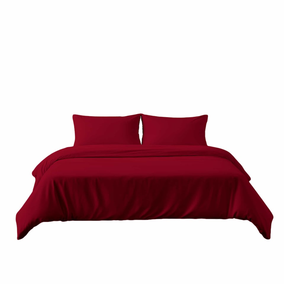 image 1 of Microfibre Soft Touch Duvet Cover And Pillowcases Set Bed Linen | Red | Double