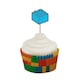 image 5 of Building Blocks Cupcake Food Pick Toppers - Pack of 10