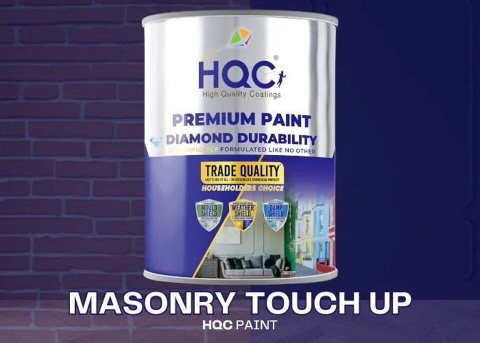 image 1 of HQC Masonry Touch Up Paint - Repairs & Covers Brick, Concrete, Pebbledash & Plaster - Light Yellow - 5L