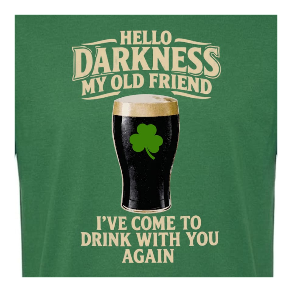 image 1 of St Patricks Green Tshirt with Hello Darkness in Beige & Irish Trilby | Green | 2XL
