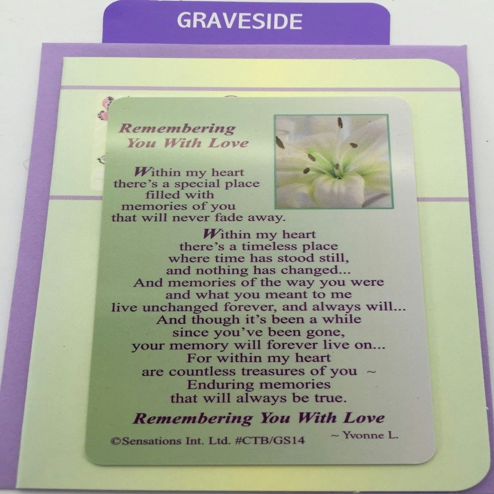 image 1 of Remembering You With Love...Grave Card (Sentimental Keepsake Wallet / Purse Card)
