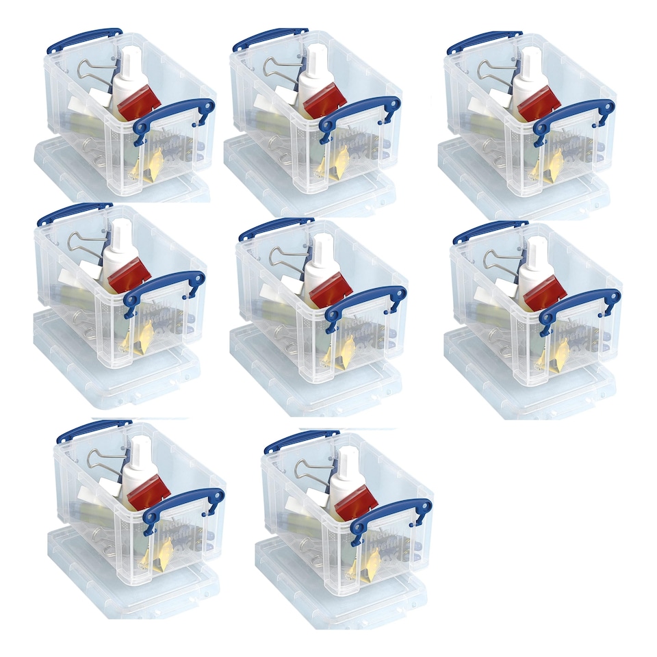 image 1 of Really Useful Box Plastic Storage 0.7 Litre Clear (Pack of 8)