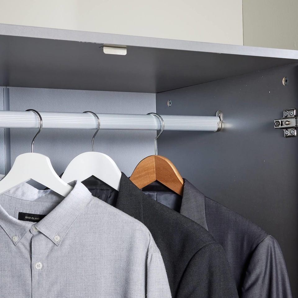 image 1 of Phoenix Wardrobe 2 Door 3 Drawers Bedroom Home Furniture Clothing Storage Shelf | Grey