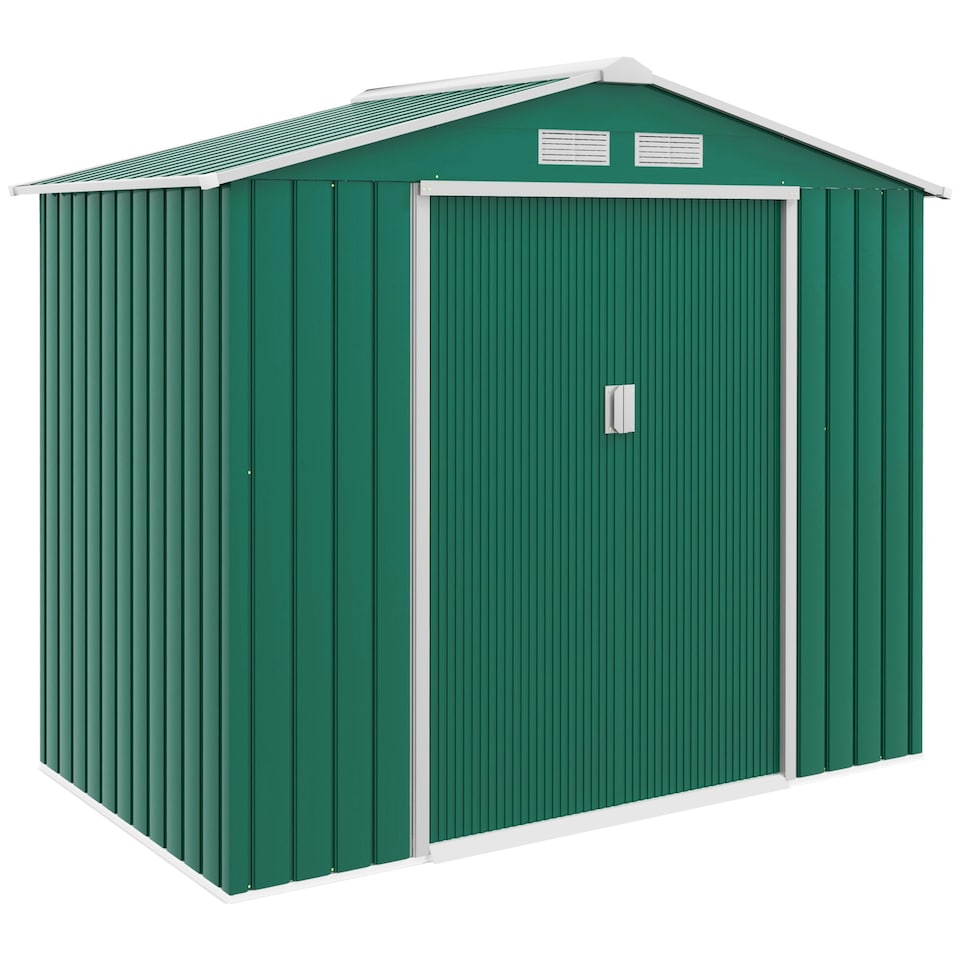 image 1 of Outsunny 7 x 4ft Garden Shed Storage with Foundation Kit and Vents, Green