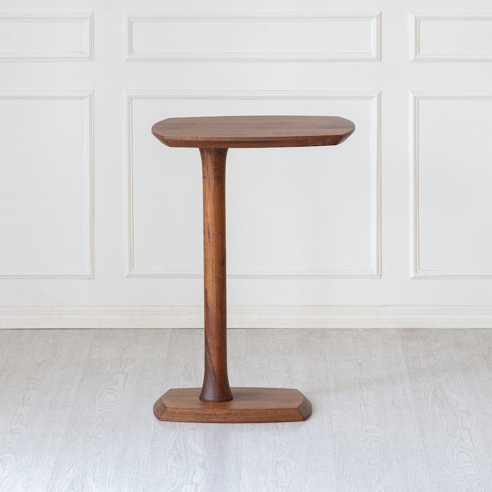 image 1 of Ellis C-Shaped Solid Mango Wood Sofa Side Table